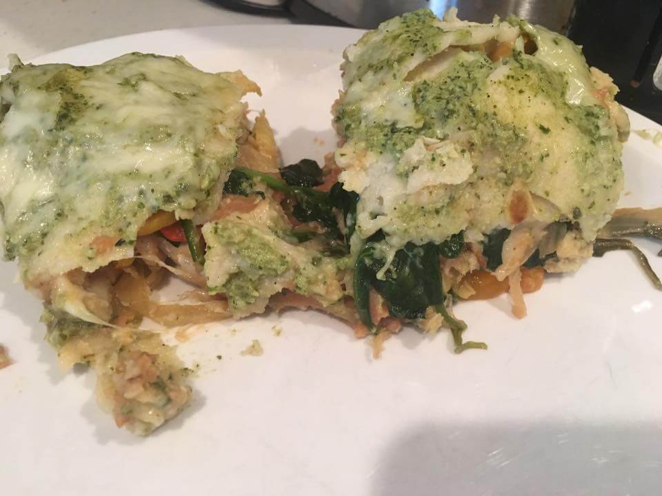 green chicken and veggie enchilada casserole