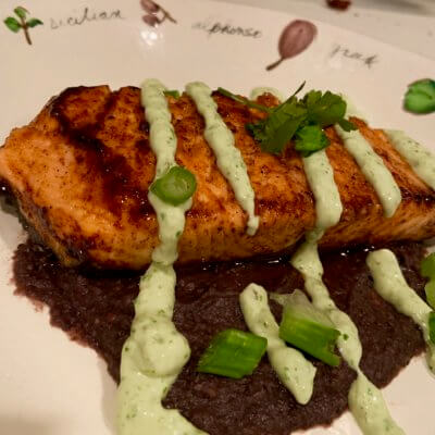 Southwest Salmon With Black Beans and Avocado Drizzle